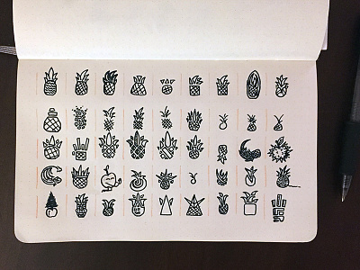 So Many Pineapples food fruit icons logo mug nashville pen pineapple process sketch sketches thumbnails