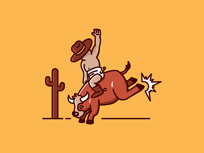 Baby Bull Rider action austin baby bucking bull cow cowboy goofy illustration nashville rider rodeo