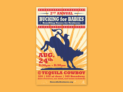 Bucking for Babies action baby bucking bull cow cowboy hatch illustration nashville poster prints rodeo