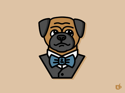 Mock Logo 4 - Men & Pug austin bowtie fun illustration logo man mock nashville pug quirky spoof suit