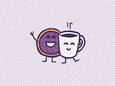 Best Buds beverage breakfast character coffee donut doughnut friends hand drawn hump day illustration morning vibes