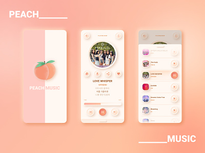 Peach Music App Mobile app design mobile music music player music player app peach song streaming ui uiux white