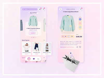 Clothing E-commerce with Aurora Background app aurora aurora background blue blur clothing design ecommerce fashion mobile online pink shop soft color ui yellow