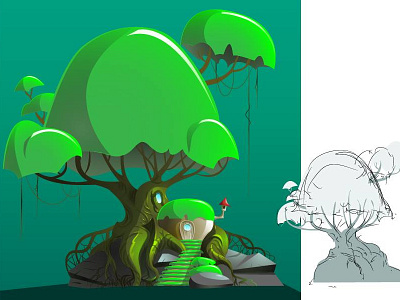 Comic Treehouse ^-^ concept game assets illustration tree vector