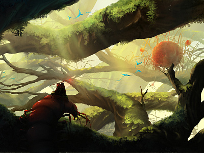Centipede Wizard 2d game artwork illustration photoshop tree