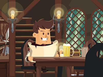 The Tavern 2d adventurer banner design fantasy illustration megawins tavern vector