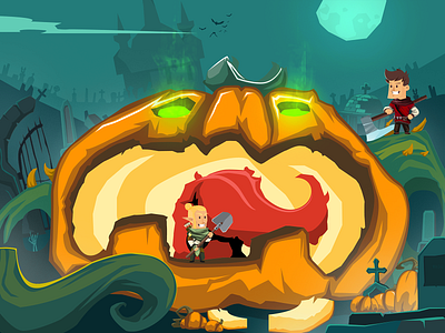 Halloween in Megawins 2d adventurer design fantasy halloween illustration megawins vector
