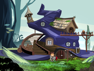 Wizard Hat House adventure fantasy illustration megawins tree wizards