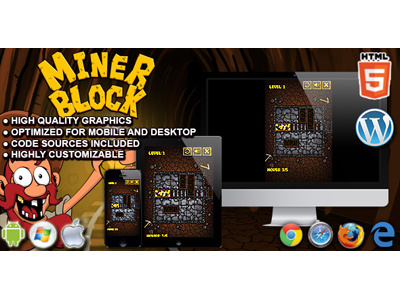 HTML5 Game: Miner Block android brain game free the block ios puzzle game skill game unblock me unlock me