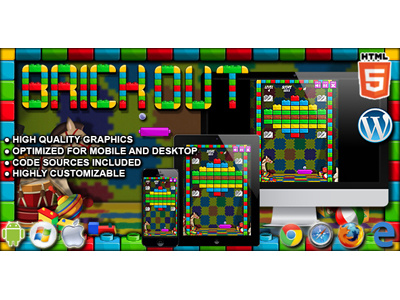 HTML5 Games: Brick Out arcade game classic game breakout brick arkanoid games html5