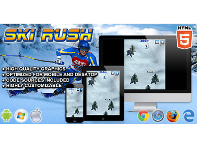 HTML5 Games: Ski Rush ski skill game snow sport game winter winter game