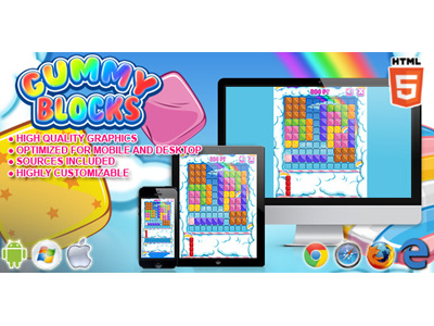 HTML5 Games: Gummy Blocks star tetris matching game match rainbow lovely colors gummy