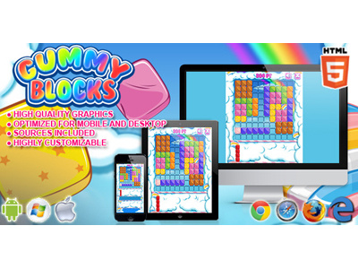 HTML5 Games: Gummy Blocks colors gummy lovely match matching game rainbow star tetris