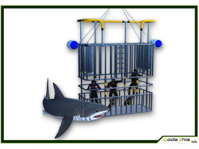 3D Models: Scuba Shark and Cage Dive CG snorkel tube mask cage fin ocean fish animal 3d model model 3d shark