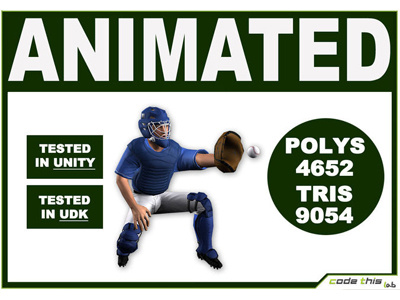 3D Models: White Baseball Catcher 9054 Tris videogame realtime sport 3d model 3d model baseball