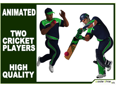 3D Models: Large Cricket Batter And Bowler Cg bat character cricket entertainment glove gloves helmet man sport