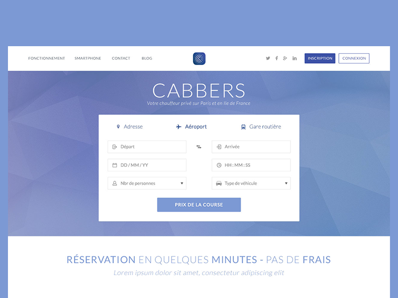 Cabbers Landing Page cabbers landing page flat design flat form reservation form