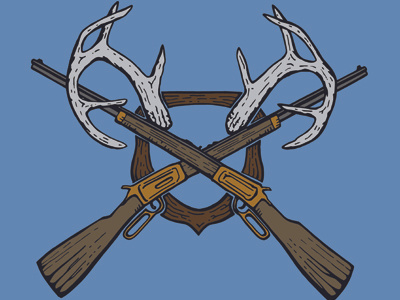 Antlers & Rifles antlers deer gun hand drawn hunting rifle texas