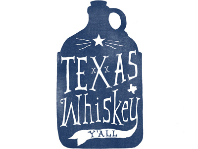 Texas Whiskey Bottle hand drawn lettering texas whiskey yall