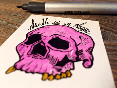 death is a plague. by hand copic death is a plague illustration maugre skull typography