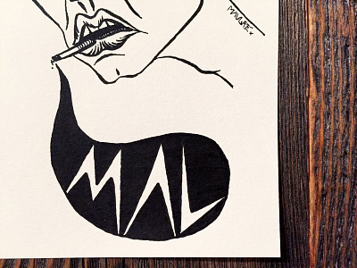 MAL. burden by hand cigarette copic evil flat top illustration mal maugre tear typography