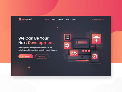 IT Services Landing Page Banner banner branding call to action canner creatives dailyui design development gradient graphic design home illustration it services khambra khambra creatives landing page services ui ux website banner