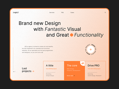 Shot for Web-design Agency agency art branding creative design designer functionality logo orange style typography ui uidesign ux uxdesign uxuidesign webdesign webdesigner