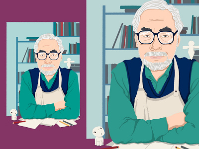 Hayao Miyazaki design fan art flat graphic design illustration portrait