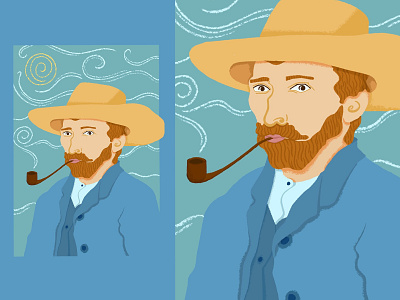 Van Gogh design fan art flat graphic design illustration portrait van gogh