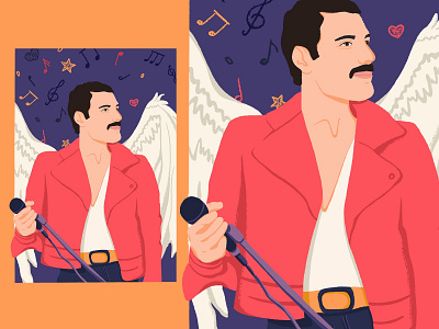 Freddie Mercury design flat graphic design illustration portrait