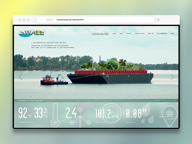 SWALE Dashboard navigation website web ui dashboard water sea barge nyc new york swale