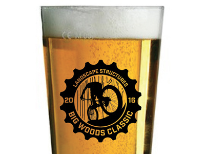 Pint glass for mountain bike race logo