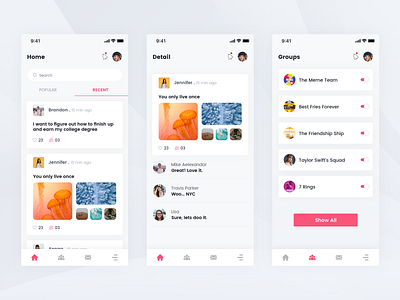 Social Community App app design ios mobile mobileapp ui ux