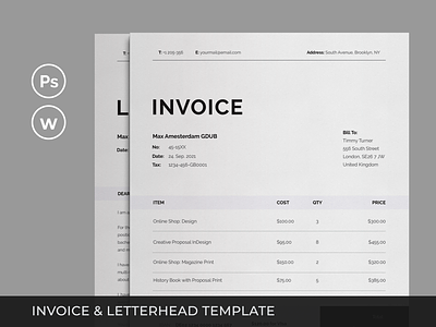 Invoice with Letterhead branding branding identity diy graphic design invoice invoice letterhead invoice print invoice template letterhead print print template stationery stationery set