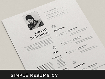 Simple Resume CV branding cover letter curriculum vitae cv design diy graphic design illustration logo resume