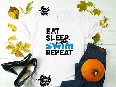 Eat Sleep Swim Repeat SVG Design Typography