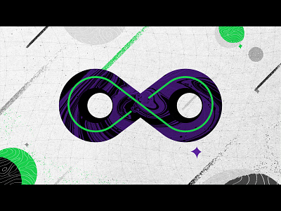 Infinity design graphic graphic design green illustration infinity motion motion design net planet purple stars universe vector