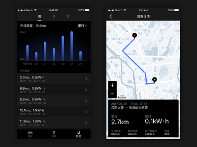 Car-data app car data journey map record tesla ui