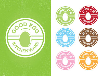 Good Egg Kitchenware Logo circle design egg font free good graphic green halo icon kitchen link logo pun retro vintage ware white