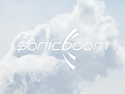 Sonicboom action boom cloud concept curved custom direction font icon idea line logo motion movement rounded sky sonic speed travel white