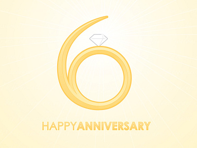 Six Year Anniversary Logo 6 anniversary diamond gold gradient happy radient ring six