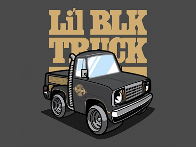 Lil' Black Truck 1970s 70s attire automobile automotive car clothing gold gray illustration mopar mug muscle retro sticker swag truck typography