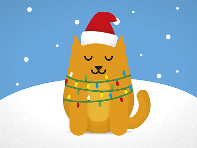 Meowy Christmas Card - 2020 animal art card cat christmas christmas card fun holiday illustration lights merry pet pun seasonal