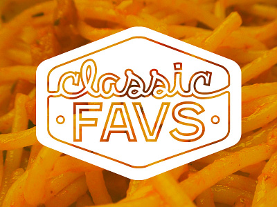 Classic Favs Logo badge classic font logo noodle orange pasta retro sans script vintage white