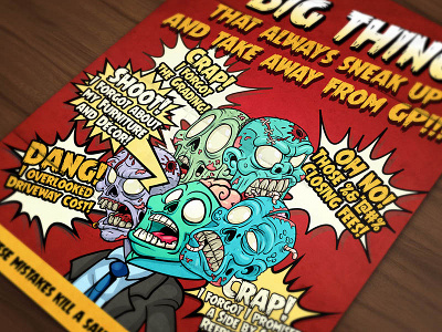 Zombie Flyer cartoon flyer illustration monster orange poster print red vintage zombie
