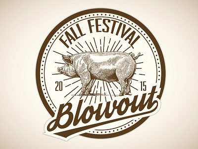 Fall Festival Logo brown circle hipster illustration logo monochromatic pig typography vintage