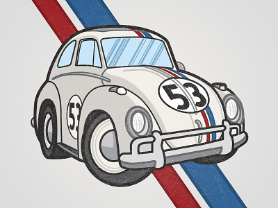 Herbie the Love Bug automobile blue bug car herbie movie race red stripe vehicle vw worn