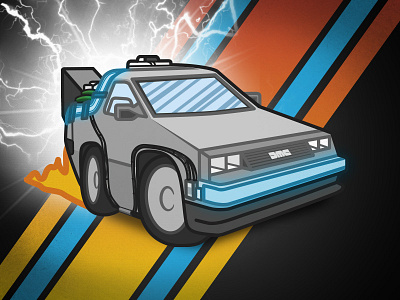 Back to the Future Delorean back to the future blue delorean lightning movie orange time machine gray