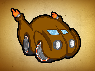 Sticker Mule Turkey Rod automobile brown car cartoon flames hot rod thanksgiving turkey