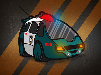 Back to the Future Police Car (2015 - Lights On) automobile back to the future black car concept concrete gold movie stripes texture